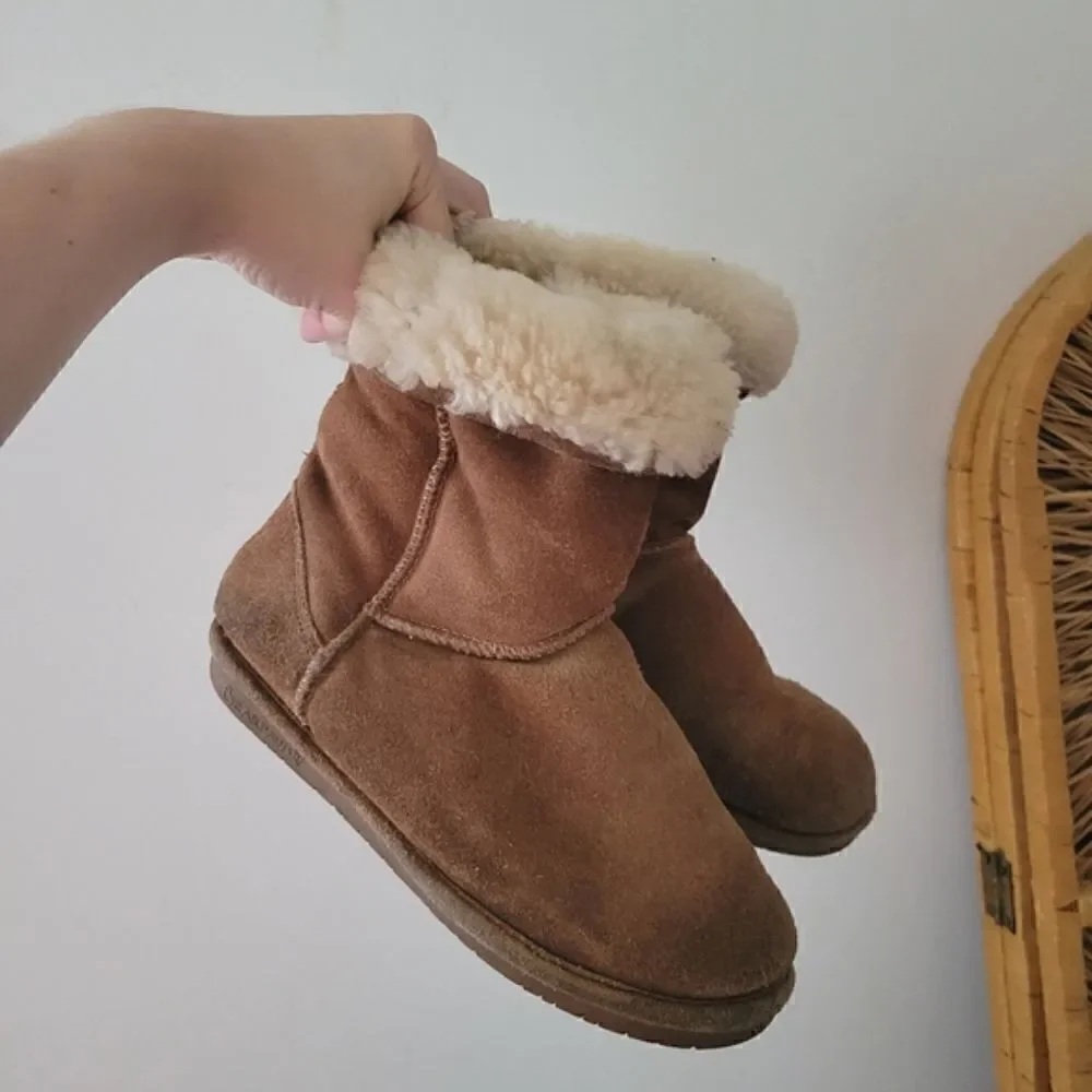 Bearpaw Emma Boots Suede Sheepskin Lining 7 Brown